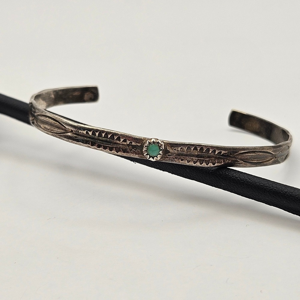Sterling Silver Turquoise Cuff Bracelet Stamped Southwestern Marked N. Child's